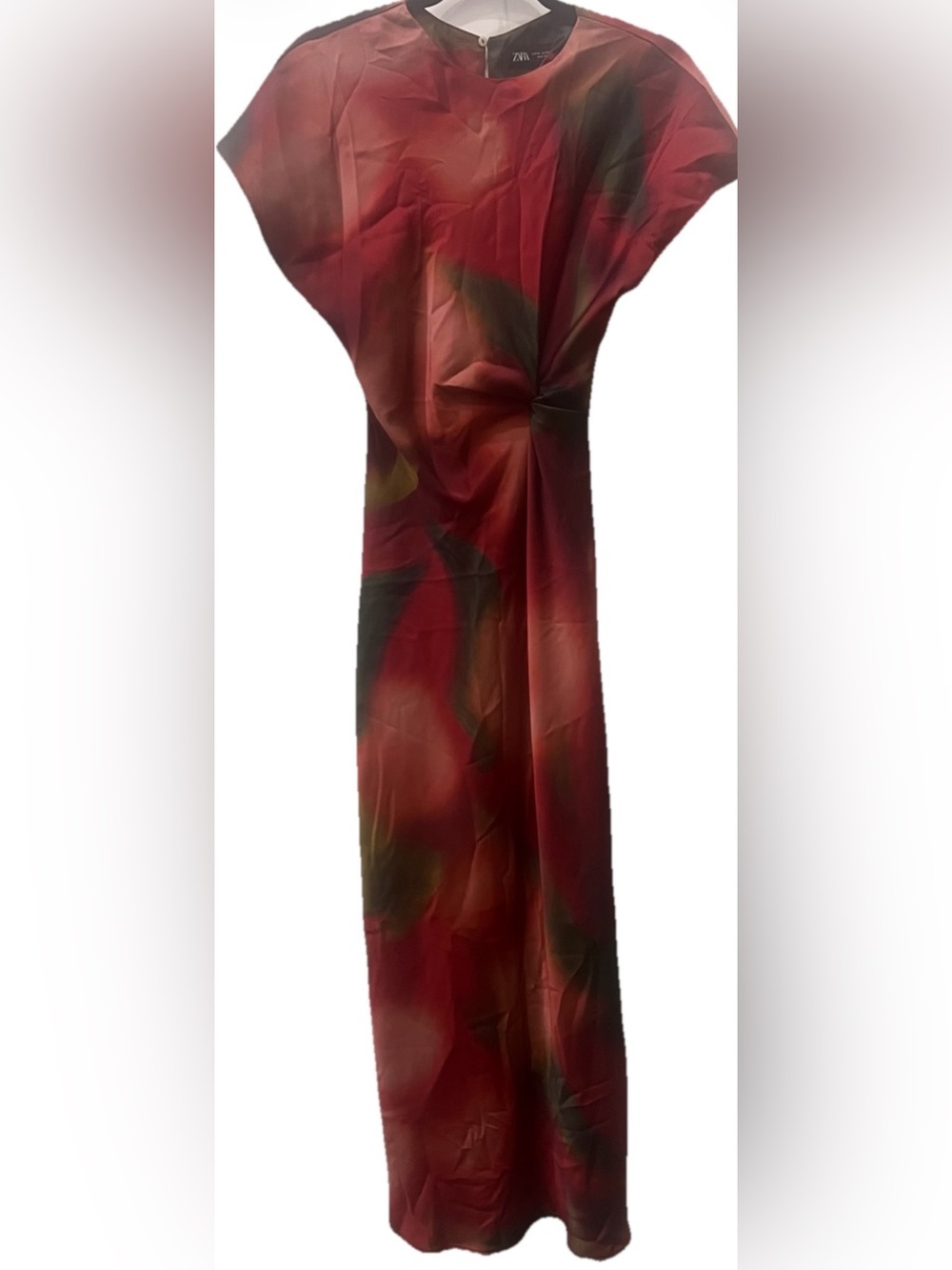 ZARA Red Abstract Print Maxi Dress Size XS